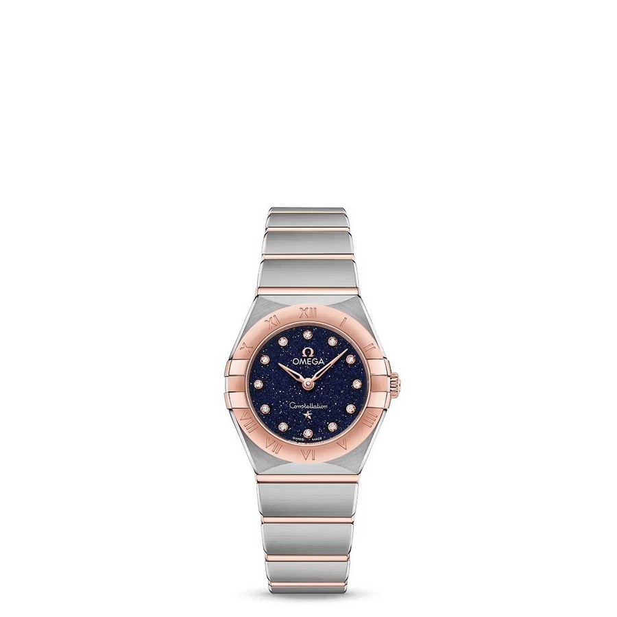 Đồng Hồ Omega Constellation Quartz 25 mm Nữ Xanh Than Xám Nâu Nhạt